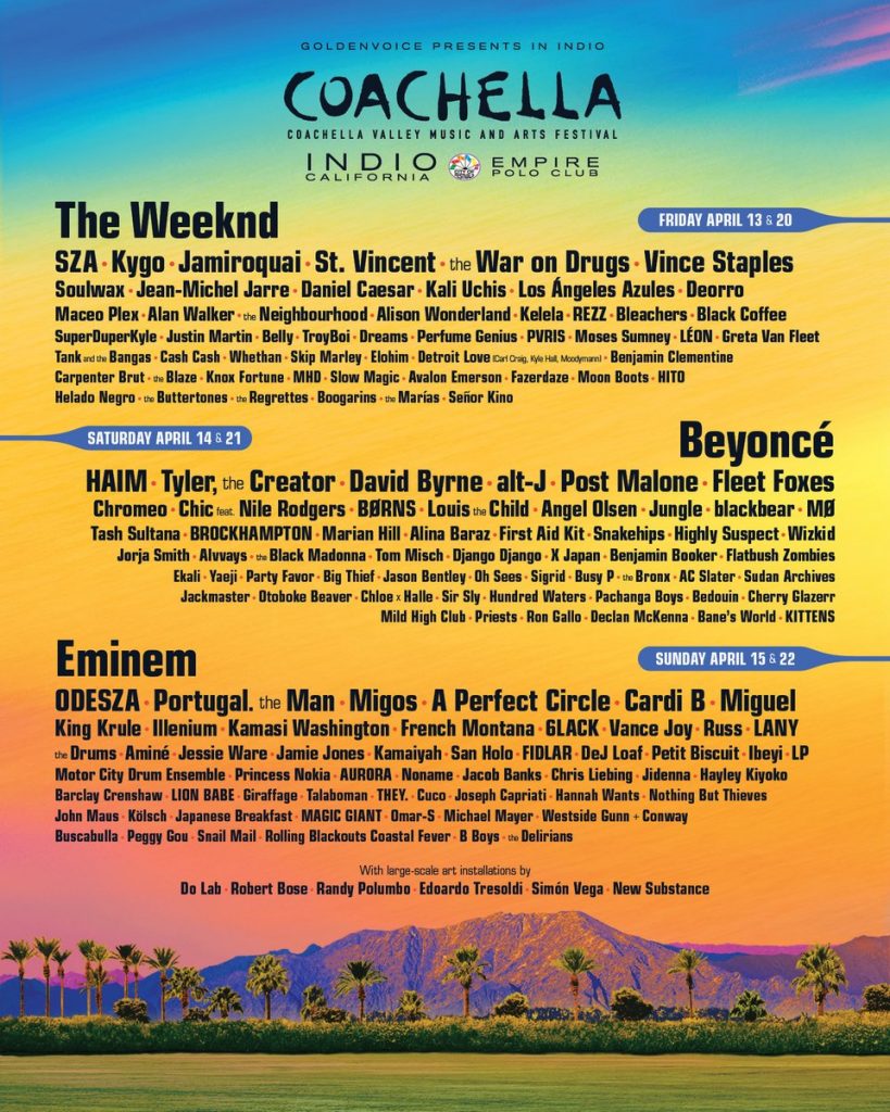 coachella 2018, beyonce, the weeknd, eminem, coachella